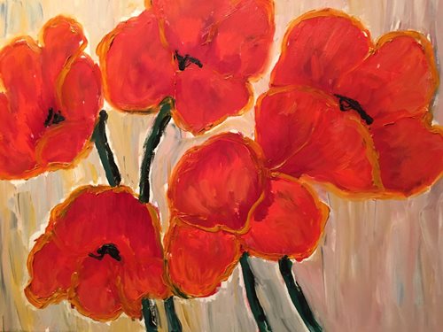 כלניות , שמן על קנבס, 50*70