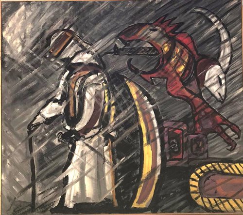 בשיר אבו רביע ציור 2 170*150 אבסטרקט שמן על קנבס ללא מסגרת