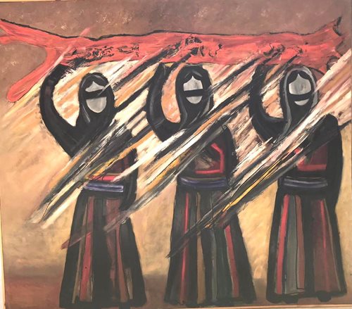 בשיר אבו רביע ציור 12 170*150 אבסטרקט שמן על קנבס ללא מסגרת