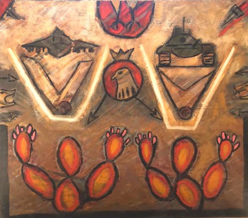 בשיר אבו רביע ציור 16 152*172 אבסטרקט שמן על קנבס ללא מסגרת