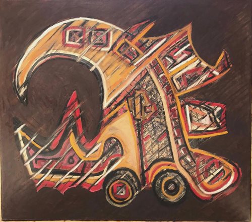 בשיר אבו רביע ציור 17 150-170 אבסטרקט שמן על קנבס ללא מסגרת