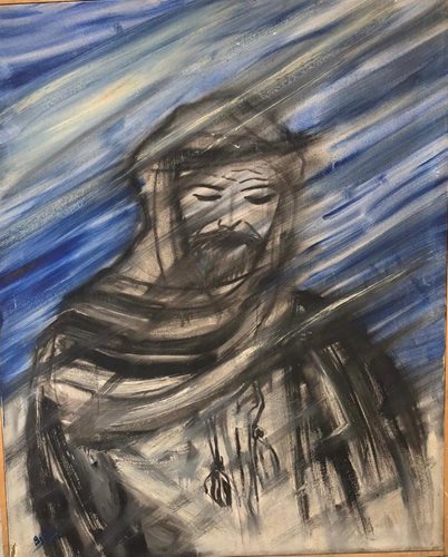 בשיר אבו רביע ציור 25 98*83 אבסטרקט שמן על קנבס ללא מסגרת