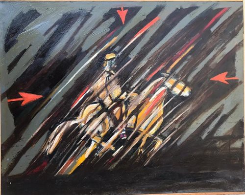 בשיר אבו רביע ציור 26 80*101 אבסטרקט שמן על קנבס ללא מסגרת. לא למכרה