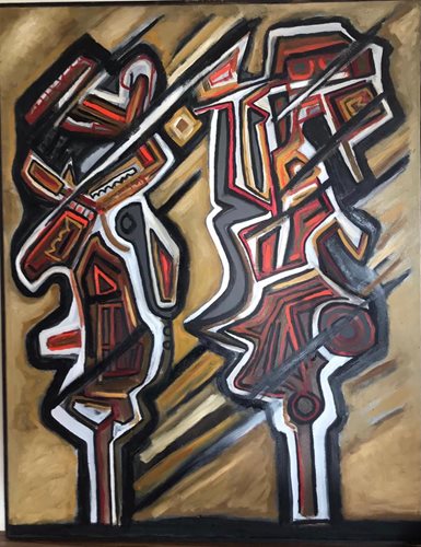 בשיר אבו רביע ציור 28 אבסטרקט 142*112 שמן על קנבס ללא מסגרת.