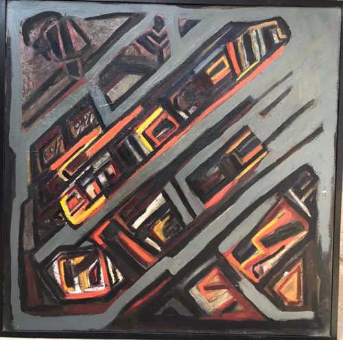 בשיר אבו רביע ציור 32 אבסטרקט 103*103 שמן על קנבס ללא מסגרת