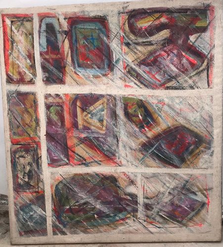 בשיר אבו רביע ציור 33 אבסטרקט 80*73 שמן על קנבס, ללא מסגרת