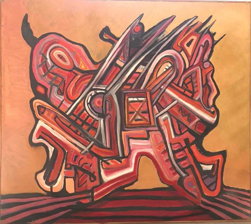 בשיר אבו רביע ציור 37 אבסטרקט, 152*172 שמן על קנבס, ללא מסגרת