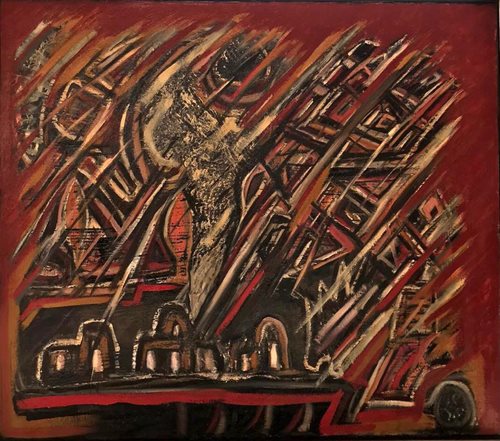 בשיר אבו רביע ציור 38 אבסטרקט 152*172 שמן על קנבס. ללא מסגרת