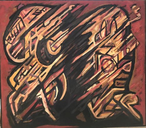 בשיר אבו רביע ציור 39 אבסטרקט 150*170 שמן על קנבס ללא מסגרת