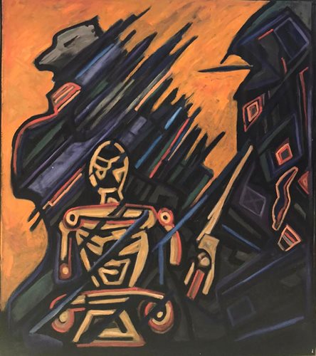 בשיר אבו רביע ציור 40 אבסטרקט 150*170 שמן על קנבס ללא מסגרת