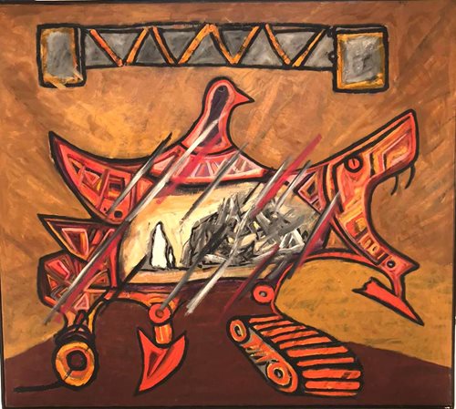 בשיר אבו רביע ציור 41 אבסטרקט 151*170 שמן על קנבאס. ללא מסגרת