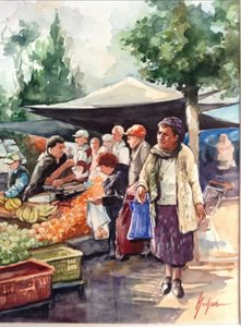 ויליאם נדגאר - השוק. אקווארל, 45*57 .ללא מסגרת, רק פספרטו