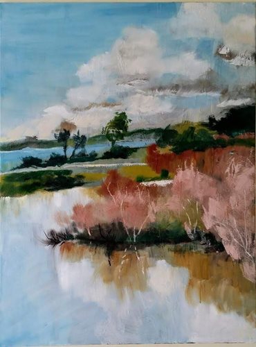 ציור 5 ברכת מים בהר, שמן על קנבס , עליזה רענן 70 * 50